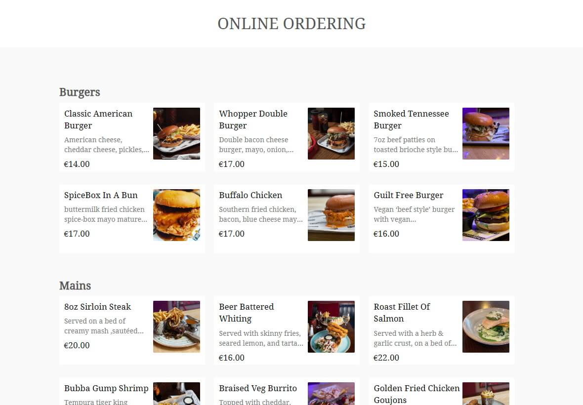 Online ordering