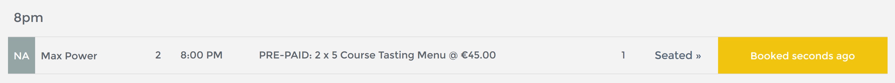TablePath Pre-Pay Reservation