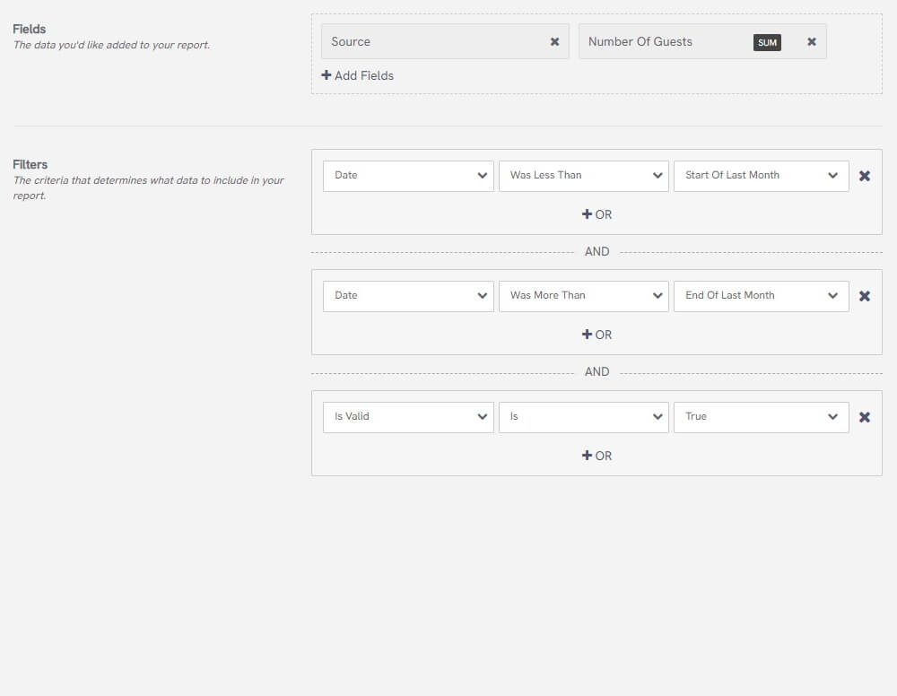 Booking sources from last month